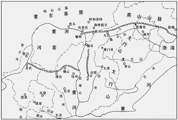 Map of the Great Wall of Sui and Tang Dynasty